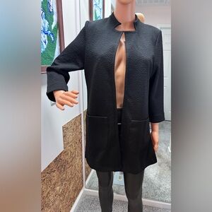 Alex & Olivia Textured Black Open-Front Coat